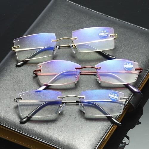 2020 Ultralight Titanium Reading Glasses Mens Womens Anti-blue Light Reading Glasses Computer Rimless Glasses 1.0 1.5 2.0 to 4