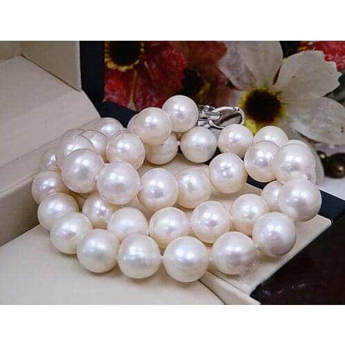 Huge AAA 11-12 MM Natural White Freshwater Cultured Pearl Necklace 18" 36"