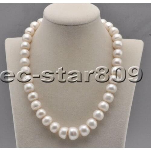 P6797 17" 16mm White Rondelle Freshwater Pearl Necklace Choker