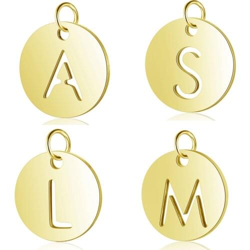 5pcs/lot 100% Stainless Steel Initial Name Charms Vnistar Alphabet Handmade Jewelry Finding Supplies A-Z Letter Charm Pendants