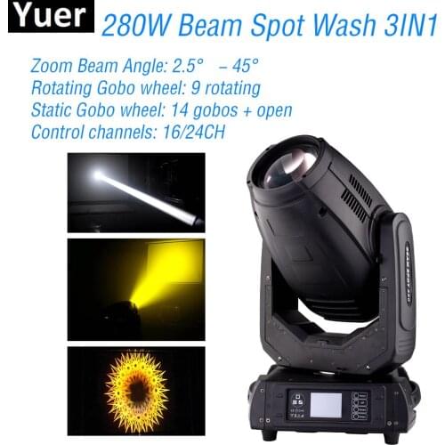 DJ Disco Light 280W 10R Beam Spot Wash 3IN1 Moving Head Light DMX512 With Strobe Effect Disco Party Bar Music Moving Head Lights