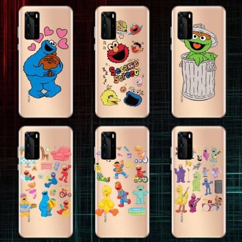 Ins Sesame Street Cookie Phone Case Transparent for Huawei P20 P30 P40 lite pro P smart 2019 honor 8x 10i