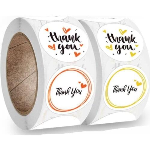 Various Styles Orange Yellow Thank You Stickers 500pcs 1" for Business Envelope Gifts Wrapping Sealing Labels Sstationery Supply