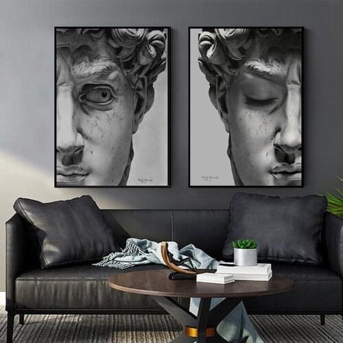 Self-adhesive Wall Stickers Vintage David Plaster Sculpture Poster Painting Wall Art Picture for Living Room Home Decoration