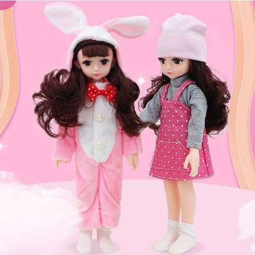 Cute 30cm 1/6 3D Eyes BJD Doll Toys With Accessories Clothes Shoes Fashion Dress Figure Dolls Toy For Girls Gift