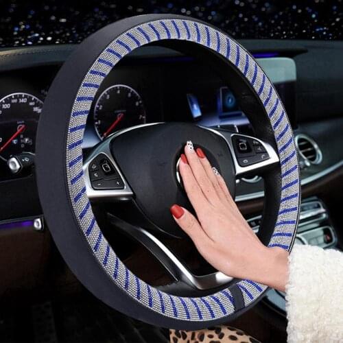 Rhinestone Car Interior Steering Wheel Covers for Women Girls Universal Auto Steering Wheel Covers Crystals Decoration