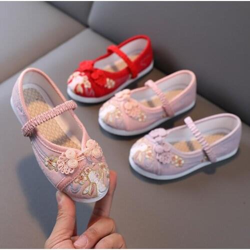Chinese Antiquity Style Girls Shoes Embroidered Hanfu Shoes Soft bottom non-slip and comfortable Princess Baby Hanfu Shoes