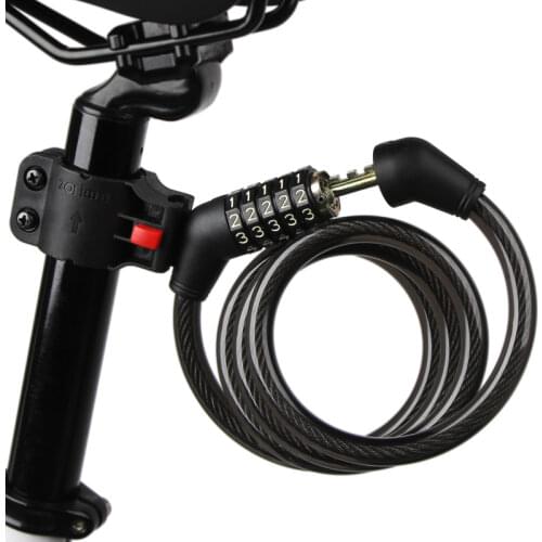 Bike Bicycle 5 Letters Code Lock 1.2M Combination Coiled Bike Steel Cable Lock Cycling Password Lock Bicycle Accessories