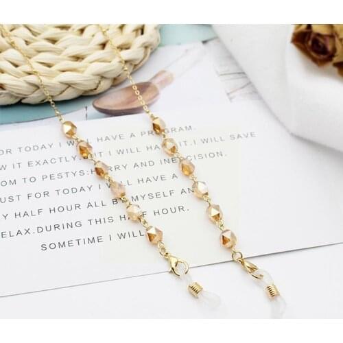 70cm Alloy Crystal Beads Glasses Chains For Women Chain Holder Mask Chain Lanyard Face Jewelry Necklace Sunglasses Anti-dro T8U1