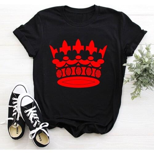 King Print ladies T-shirt ladies casual basis O-collar white shirt short sleeve ladies T-shirt TX8280