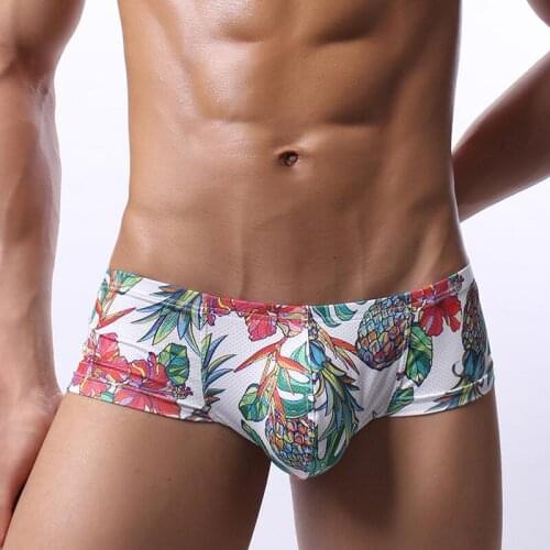 Sexy Men Boxer Shorts Printed Mesh Breathable Underwear Bugle Pouch Panties Calzoncillo Hombre Underpants 2XL Boxershorts Trunks