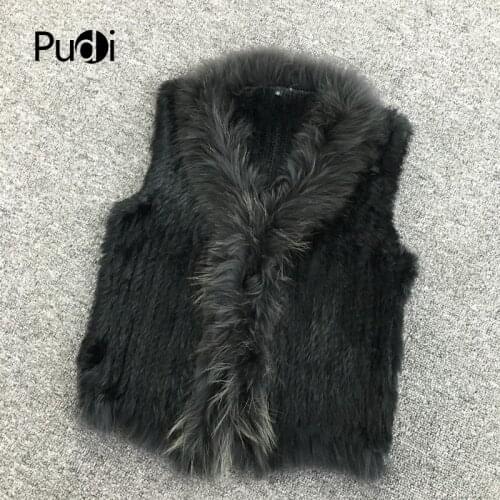 VR033 Women Genuine Natural Real rabbit fur Knitted Vests /Waistcoat/ gilet /coats with tassels Raccoon Fur collar