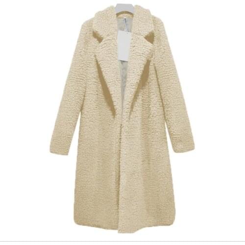 2019 hot womens coats fashion lapel faux fur tops cardigan fur coats long paragraph wild warm Windproof outerwear OL overcoats