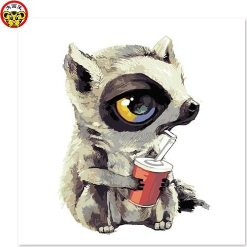 Painting by numbers art paint by number Squirrels drink coke Leisure Draw on canvas Digital Painting Famous paintings Abstract