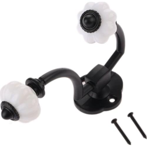 1pc Black 130*40mm Wall Hook Double hung Clothes Hook Door Mounted Bag Hat Hanger