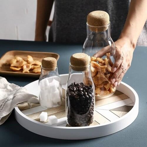 1PS Creative Kitchen Storage Bottles For Bulk Products Jars With Lid Spices Sugar Tea Coffee Glass Container Receive Organizer