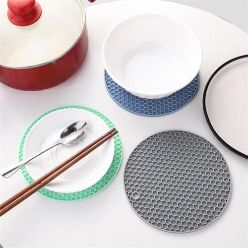 1pc Multifunctional Round Heat Resistant Silicone Mat Cup Coasters Non-slip Pot Holder Table Placemat Kitchen Accessories Tool