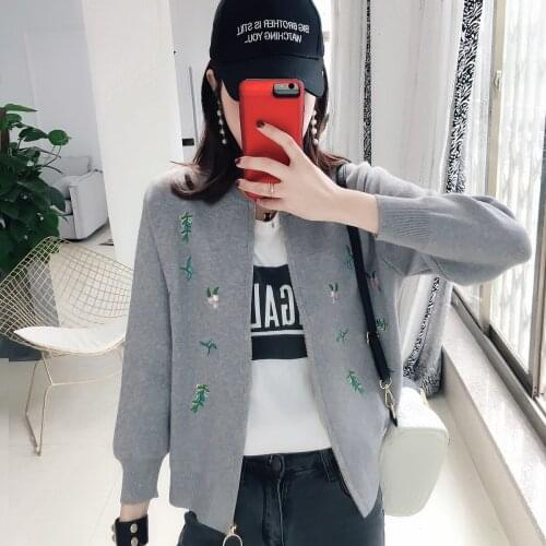 2019 Autumn And Winter Tide Suit-dress Pattern Woman Unlined Garment Short Fund Embroidery Baseball Easy Cardigan Ma'am Loose