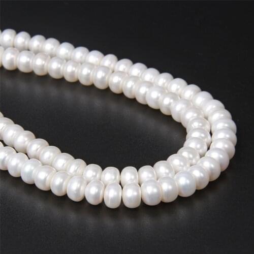 7-8mm Grade AAA White Freshwater Flat Round Pearls Beads High Luster Natural Button Pearls Flawless For Jewelry Making DIY 14