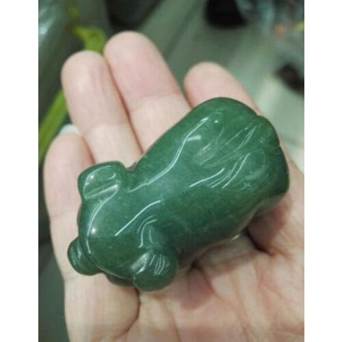 Free shipping Hand Carved Natural Dongling Jade Pig statue