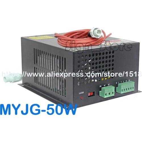 MYJG-50W CO2 Laser Power Supply 110V/220V High Voltage PSU for 50 Watt Tube Engraving Cutting Machine Engraver Cutter Equipment