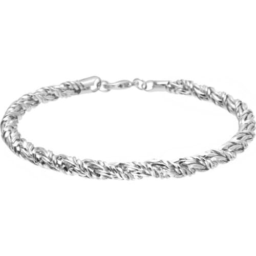 Men Women Polished Twisted Rope Wheat Chain Bracelet Bangle Jewelry Hip Hop Punk Charm 5mm Wristband Shellhard bijoux femme