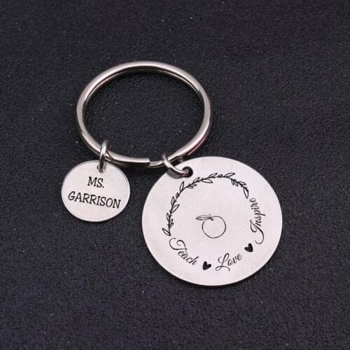 Cutsomized Name Keychain Jewelry Present For Teachers Personality Key Chain Teacher`s Day Gift Keepsake Bag Charm Trinket Keytag