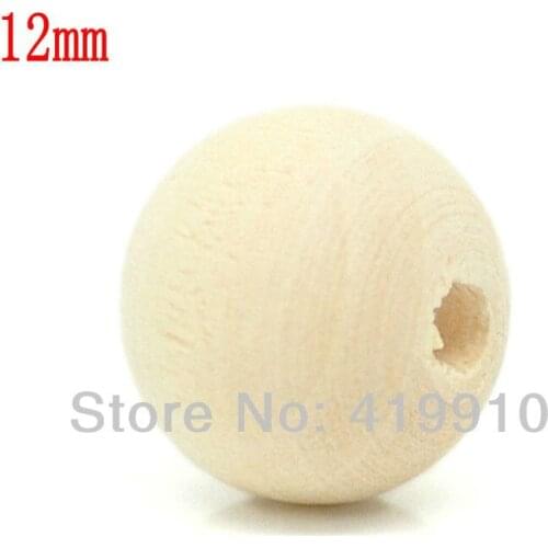 Free shipping-200PCs Natural Ball Round Wood Spacer Beads 12mm M00466