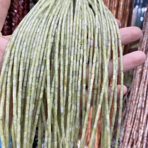 New Natural Stone Beads Small Cylindrical Stone Beads Charms Length 40cm for Making DIY Jewelry Necklace Accessories Size 2x4mm