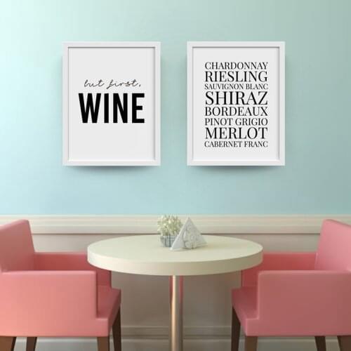 Black And White Wine Quotes Art Canvas Print Wine Lover Gift Canvas Painting Wine Wall Art Poster Bar Pub Modern Decoration