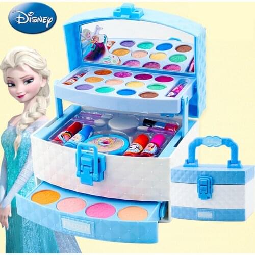 Disney Frozen 2 Elsa Anna Snow White Princess Girls Cosmetics Makeup Suitcase Toys Set Makeup Box Set For Children Girls Gifts