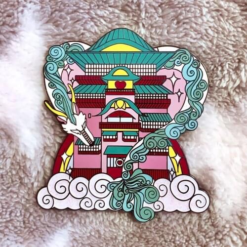 Little White Dragon Surrounded Bath Enamel Pin Spirited Aways Anime Fan Collection Badge Backpack Pins Jewelry Unique Gift