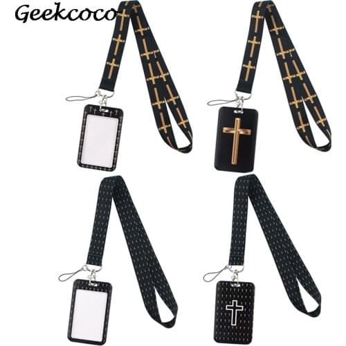 J2230 Cross Jesus Card Holder ID Holder Man Woman Bus Card Holder Staff Card With Lanyard