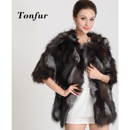 New Arrival Womens Real Fox Fur Coat Luxury Round Collar Natural Jacket Customize Winter Female Dropshipping Overcoat tbhp335