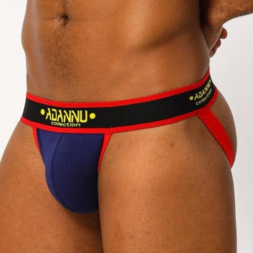 2020 ADANNU Brand 5colors Mens Sexy Thongs briefs Double D G-string Gay Underwear Male Jockstraps Jocks cotton solid underwear