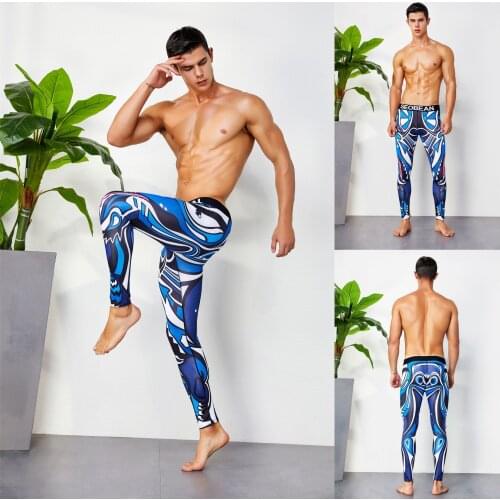 Mens long underwear New autumn and winter Low waist thin slim fit warm pants Cotton printed underwear long trousers