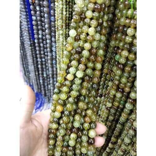 Natural Genuine Green Orange Garnet Tsavorite Round Loose Stone Beads 6mm-10mm Fit Jewelry 15"