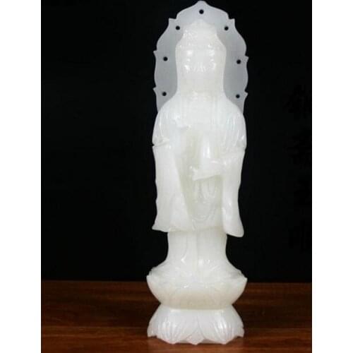 Natural Afghan White Jade Gold Decorations Lucky Town House More Living Room Office