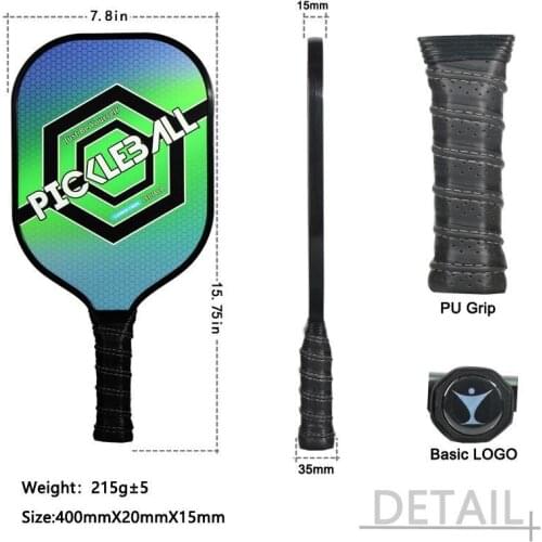 New Padel Racket Pickleball Racket Set Carbon Fiber Composition PE Honeycomb Core (1 Pickleball Paddles+2 Balls+1 Cover Bag