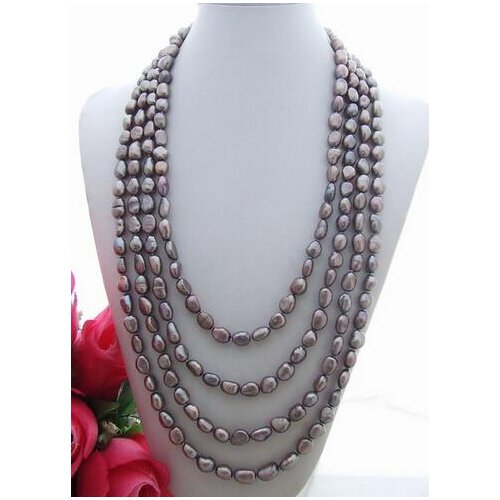 100 '' Natural Gray Freshwater Pearl Necklace>>> women jewerly Free shipping