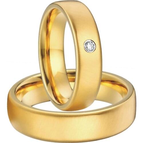 Custom Bridal Pair gold colour alliances anel mens and womens titanium steel wedding band rings sets for couples