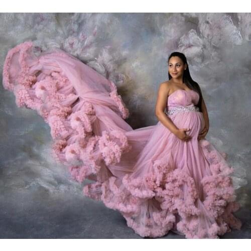 Maternity Dress For Photo Pregnant Women Sexy Tiered Ruffles Nigh Robes Mermaid Gown Pregnancy Dress Baby Shower Prom Wear