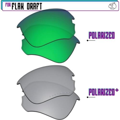 EZReplace Polarized Replacement Lenses for - Oakley Flak Draft Sunglasses - SilverP Plus-Green P
