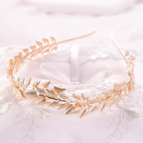 Simple Gold Leaf Shape Bridal Headband Head Piece Tiara Hair Jewelry Women Girl Hair Band Headpiece Wedding Bride Accessories SL