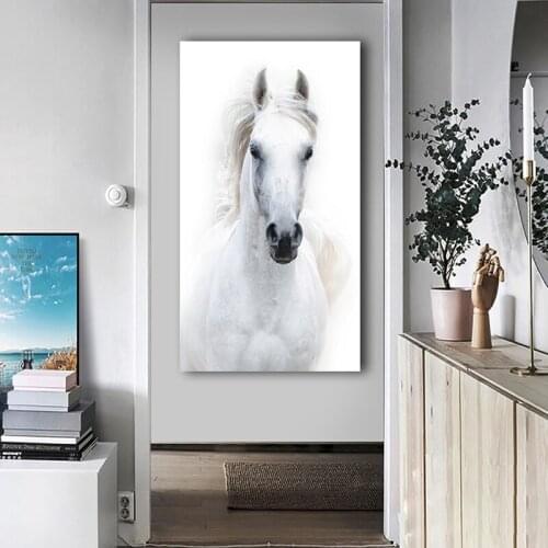 Big Size White Horse Poster And Prints Modern Canvas Painting Decorative Pictures Cuadros Home Decor For Living Room No Frame