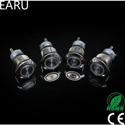 19mm LED Light Waterproof Metal Push Button Switch Momentary Latching Fixation Doorbell Horn Car Auto Engine Start PC Power