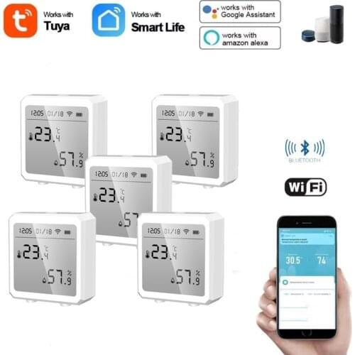 Tuya WIFI Smart Temperature Humidity Sensor Indoor Hygrometer Thermometer With LCD Display Real Time Bluetooth-compatible