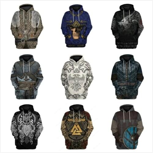 Viking Armor - Tattoo 3D All Over Printed Men hoodies Harajuku Fashion hooded Sweatshirt Unisex Casual jacket Zip Hoodie