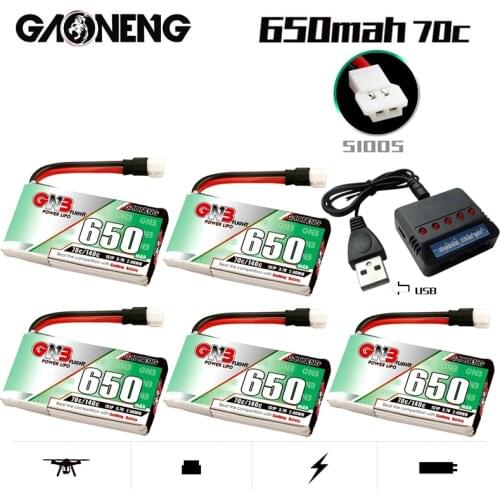 Gaoneng GNB 1S 650mah 3.7V 70C/140C Lipo battery Charger Set Molex 51005 Plug for Micro Four Axis FPV Drone Helicopter RC Drone