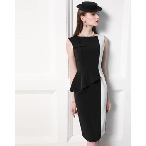 Ladies Dress High End Temperament 2021 Summer WomenS Wear Black And White Color Matching Sleeveless Slim Dress